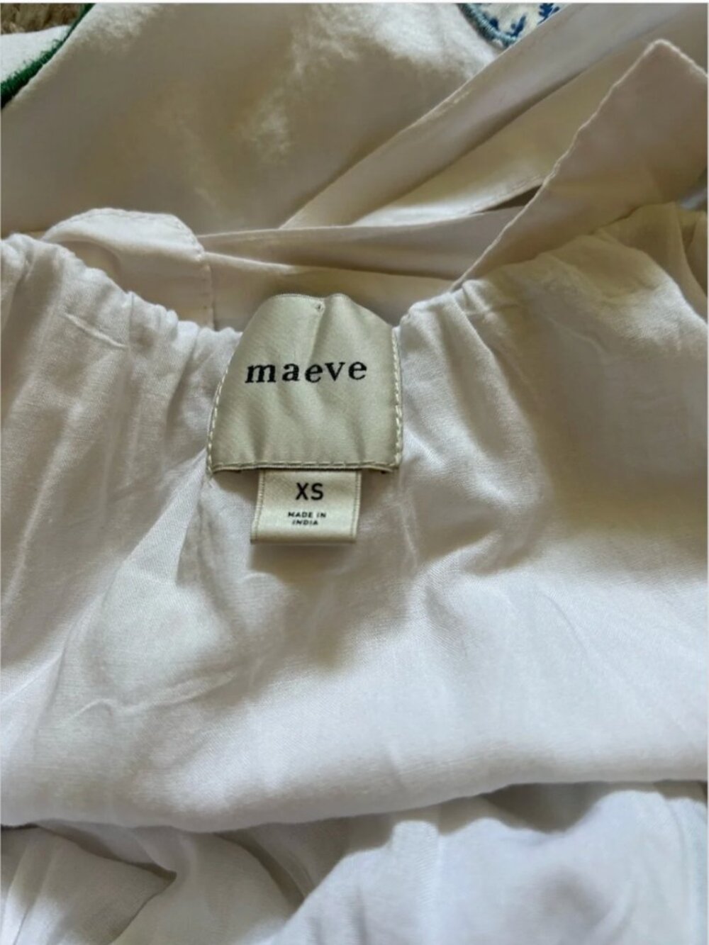 Anthropologie Maeve Fruit Strawberry Embroidered Cotton White Dress size XS - Picture 8 of 9